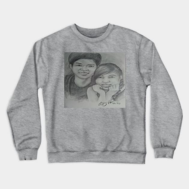 Boy and Girl Pencil Drawing Crewneck Sweatshirt by nghoangquang